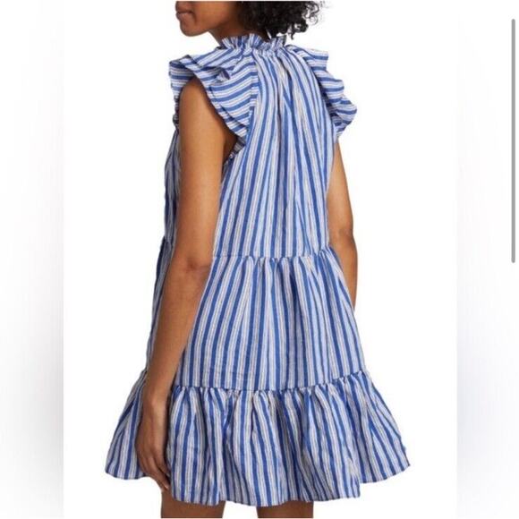 Veronica Beard Blue and White Buttoned Sundress - Picture 3 of 11